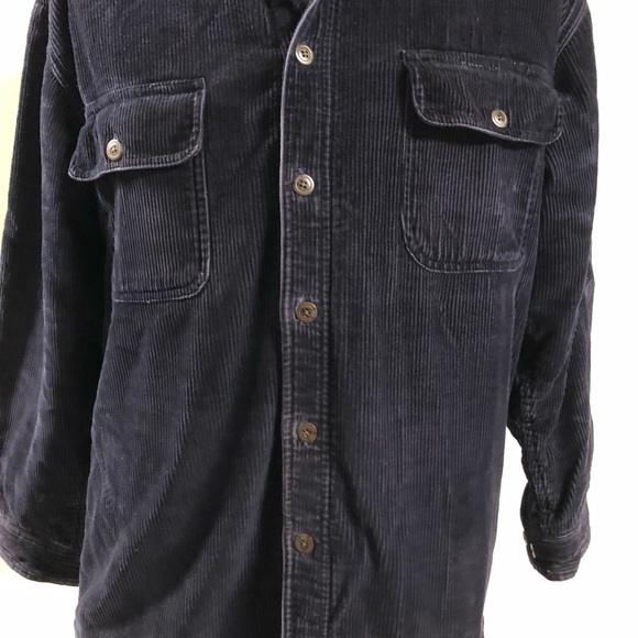 Corduroy Men's  Navy Long Sleeve Flannel Lined Button Shirt Jacket Medium - Picture 3 of 15
